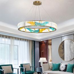 Chandeliers Pendant Lights Crystal Led Chandelier Oriental Style Ring Hanging Lamps For Ceiling Lustre Live Room Bedroom Kitchen Island Home