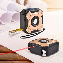 Tape Measures 40M Laser Tape Measure Distance Metre Stainless Digital Retractable Roll Cord Rangefinder Woodworking Laser Measuring Tool 230516