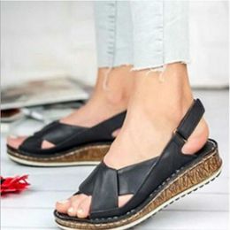 Dress Shoes 2023 Summer Fish Mouth Casual Sandals Women Flat Bottom Wedge Heel Breathable Fashion Plus Size 43 Women's