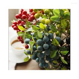 Decorative Flowers Plant Blueberry Fruit Berry Artificial Flower Silk For Party Fruits Wedding Home Decoration Plants