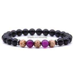 Beaded Handmade Healing Gem Bracelets With Natural Lava Stone Wrap Bracelet Crystal Stretch Drop Delivery Jewellery Dhkmu