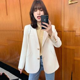 Women's Suits Women's White Suit Jacket Spring And Autumn Korean Version Black Blazer Slim Fit Fashion Office Work Clothes Business Wear