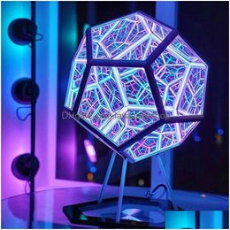 Other Home Decor The Trap Orb Diy Led Infinity Dodecahedron Christmas Halloween Decoration Mirror Creative Cool Art Night Lights H09 Dhdjs