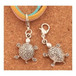 Charms 100Pcs/Lot Turtle Tortoise Animal Lobster Claw Clasp Charm Beads 35.9X14.6Mm Tibetan Sier Jewellery Diy C1182 Drop Delivery Fin Dhmyt