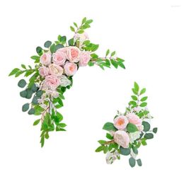 Decorative Flowers 2 Bunches Fancy Green Leaves Never Fade Background Arch Welcome Flower Wedding Accessory Artificial