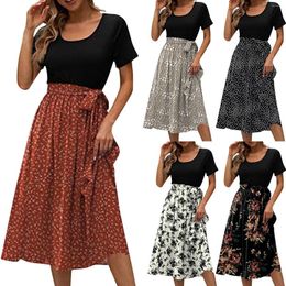 Casual Dresses Women's Short Sleeved Mid Length Waist Ruffled Dress For Women Sleeve Maxi Postpartum