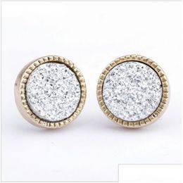 Charm Sier Ice Out High Diamond Cluster Zircon Round Screw Back Earrings Men And Women Hip Hop Jewellery Drop Delivery Dhajh