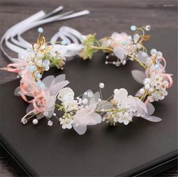 Headpieces Sen Series Butterfly Juan Yarn Bridal Headdress Wreath Headband Shape Wrist Flower Handmade Lace Knot Wedding Accessories