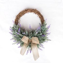 Decorative Flowers Artificial Plant Flower Wreath Lavender Floral Garland Wedding Decoration Door Home Decor Accessories Simulation