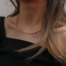 Chains 2023 Fashion Minority Design Stainless Steel Gold Plated Coffee Bean Pendant Necklace For Women Tarnish Free Jewellery Gifts