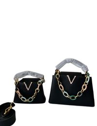Mini Handbag Shoulder Bags Cowhide Genuine Leather Tote Bag Detachable Resin Link Chain Flap Capucines Hanbags Gold Colour Hardware Removable Wide Strap fy