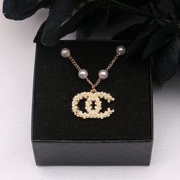 Women Luxury Designer Necklace Brand Double Letter Pendant Necklaces 18K Gold Plated Necklace Wedding Valentine Day