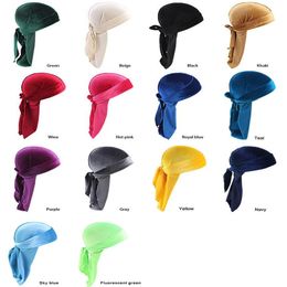 2020 Velvet sweat-absorbent headscarf Men'S Satin Durags Bandana Turban Wigs Men Silky Durag Headwear Headband Pirate Hat Hai216u