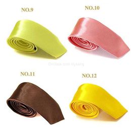 5x145cm men women silk ties wholesale pocket neckties plain Colour teenager student cheap solid tie fashion men silm ties