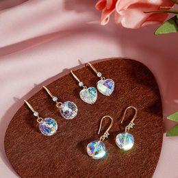 Dangle Earrings Korean Fashion Crystal Bead Drop Earring For Women And Girls Classic Novelty Bling Heart Geometric Gift