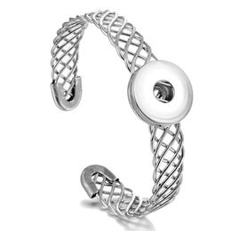 Cuff Electroplated 18Mm Snap Button Hollow Out Open Bracelet Snaps Buttons Bracelets Jewellery For Women Men