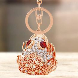 Keychains Cute Rhinestone Crystal Coin Money Frog Toad Keychain Animal Key Chain Ring Holder Bag Pendant Accessories Keyring