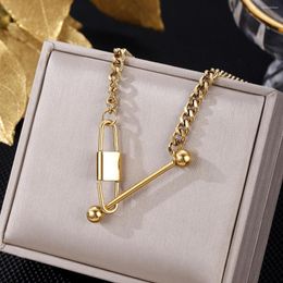 Pendant Necklaces XINYIXIN 316L Stainless Steel Paper Clip Pin Necklace For Women Simple Charms Clavicle Chain Choker Jewelry Acero Inoxid