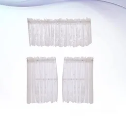 Curtain Short Lace Half Window Light Transmission For Home Kitchen Balcony 130x41cm White