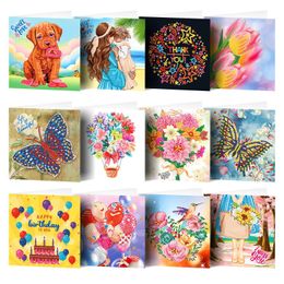 Stitch 812pcs Christmas DIY Diamond Painting Greeting Cards 5D Cartoon Birthday Postcards Kids Festival Embroidery Greeting Cards Gift