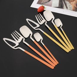 Dinnerware Sets 24Pcs Colourful Set Stainless Steel Cutlery Dinner Silver Knife Fork Spoon Silverware Kitchen Tableware