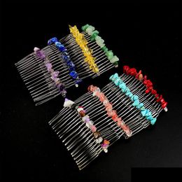 Other 20 Teeth Handmade Natural Chip Stone Hair Comb Healing Crystal Hairpin Clips Clamp Bridal Headwear For Women D Dhgarden Dhcsr