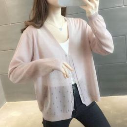 Women's Knits Spring Summer Women Cardigan Female Knitted Sweater Cardigans Girls Thin Jacket Coat Loose Tops Ladies Shawl Outerwear