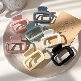 S3649 Resin Hairpin Hair Clip For Women Bobby Pin Lady Girls Cream Frosted Hollowed Out Square Grab Clip Barrette Hair Accessories