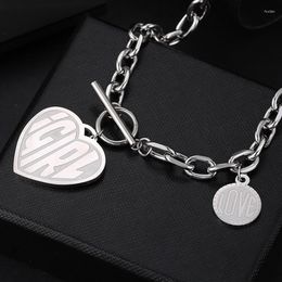 Pendant Necklaces Personalized Fashion Heart For Women Stainless Steel Strand Chain Necklace Gift Punk Collier 2023