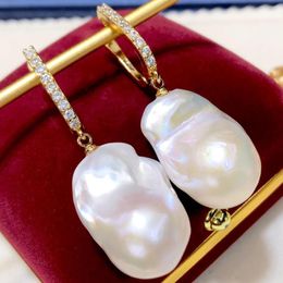 Dangle Earrings Natural Fresh Water Oversized Baroque Shaped Illusion Bright Light Edison Pearl