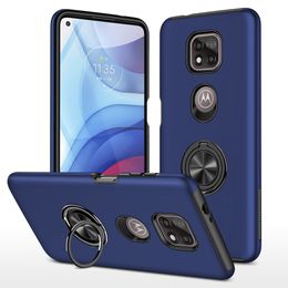 Phone Cases For Motorola G73 G53 G13 G62 G60 G51 E13 E32 4G With 360° Rotating Ring Holder Kickstand Car Mount Soft TPU Hard Plastic Double-layer Protection Cover