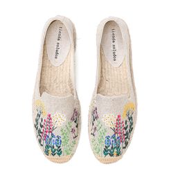 Dress Shoes Round Toe Espadrilles Shoes Flat Ladies Fashion Comfortable Womens Casual real Rushed Hemp Zapatillas Mujer Sapatos 230515