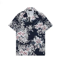 LUXURY Designers Shirts Men's Fashion Tiger Letter V silk bowling shirt Casual Shirts Men Slim Fit Short Sleeve Dress Shirt M-3XL T4