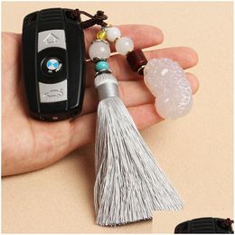 Key Rings Natural Jade Genuine Highend Car Chain Male And Female Couples To Attract Moneykeep Away Evil Spirits Keep Peacebrave Sold Ot7Pw