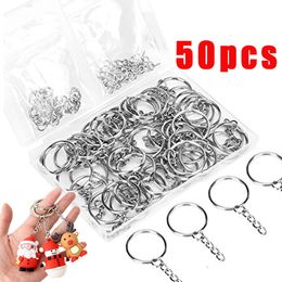 50Pcs Metal Blank Keyring Keychain Split Rings Keyfob Key Rings Lobster Clasp Climbing Buckles Carabiner Key Chains Accessories