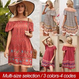 Casual Dresses 2023 Summer Bohemian Resort Style Collar Pretty Loose Short-sleeved Floral Chiffon Shirt Lady Everyday Dress