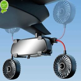 New Car Cooling Fan Double-head USB Rearview Mirror Car Mounted Electric Fan 360 Adjustable Fan for 12V/24V Car Truck