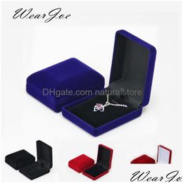 Jewellery Boxes Wholesale Pendant Necklace Chain Storage Package Gift Box Soft Black Blue/Red/Veet Casket Long Earrings Organiser Drop Ot90R