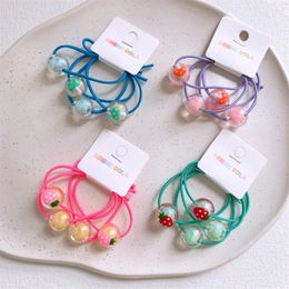 1 Pair New Korean Fashion Princess Children's Ponytail Hair Accessories Sweet Girl Cute Jelly Color Strawberry Beads Hair Rope