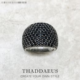 With Side Stones Black Pave Cocktail Ring Europe Style Fine Jewerly For Women Men Spring Vintage 925 Sterling Silver Gift 230516
