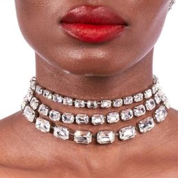 Choker Chokers Multilayers Rhinestone Zircon Short Necklace Clavicle Chain Jewellery For Women Luxury Crystal Wedding Collar NecklaceChokers