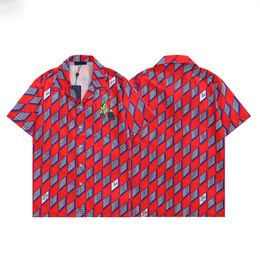 LUXURY Designers Shirts Men's Fashion Tiger Letter V silk bowling shirt Casual Shirts Men Slim Fit Short Sleeve Dress Shirt M-3XL T9