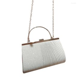 Evening Bags Women Clutch Wedding Purses Cocktail Pleated Handbag Fashion Crossbody Bag Glitter Chain Strap Shoulder