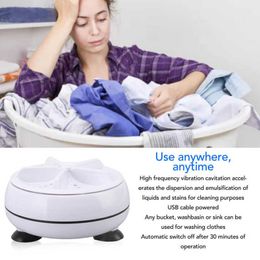 Machines Portable Mini Washing Machine Low Noise Ultrasonic Turbine Washing Machine with USB Cable Convenient for Travel Home