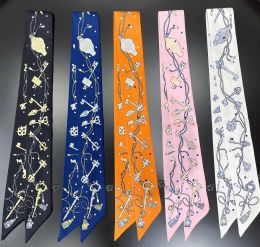 2023 New Design Women Scarf Luxury Brand Silk Scarf Fashion Hair Headband Foulard Skinny Bag Scarves Neckerchief 5x90cm