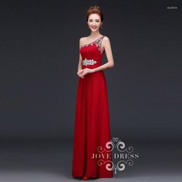 Party Dresses Floor-Length 2023 Shoulder Strap Drill Wine Tasting Red A-Line Chiffon Long Evening Dress Banquet