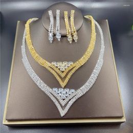 Necklace Earrings Set Handmade Zircon Crystal Bridal Fashion Choker Bracelet Ring Women Wedding Dress Jewelry