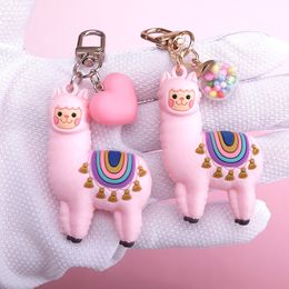 Cute Alpaca Keychain Cartoon Lamb Luck Zodiac Alpaca Keychain Key Ring Simulation Animals Pendant Jewellery Birthday Gift