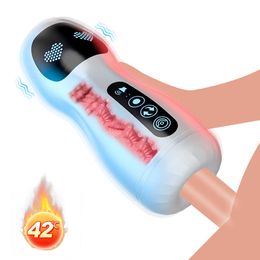 Automatic Male Masturbator Cup Sucking Vibration Blowjob Real Vagina Pocket Pussy Penis Oral Sex Machine Toys For Man Adults