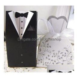 Jewellery Boxes 100Pcs /50Pairs Floral Bride And Groom Box Favour Gift Drop Delivery Packaging Display Dhavv